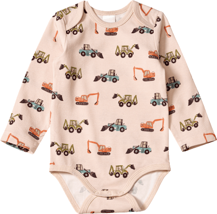 Langarmbody Pro Climate mit Baustellenfahrzeug-Muster, beige, Gr. 86/92, 1 St ALANA