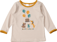 Langarmshirt Geburtstag mit Happy Birthday-Schriftzug, beige, Gr. 98/104, 1 St