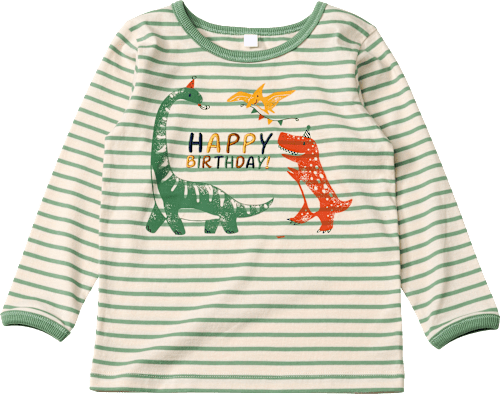 Verjaardagsshirt met lange mouwen en Happy Birthday-opschrift, groen, maat 110/116, 1 stuk