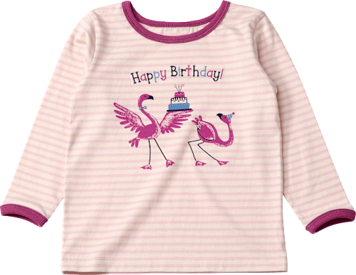 Langarmshirt Geburtstag mit Happy Birthday-Schriftzug, rosa, Gr. 122/128, 1 St