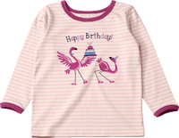 Langarmshirt Geburtstag mit Happy Birthday-Schriftzug, rosa, Gr. 122/128, 1 St
