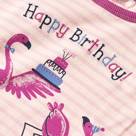 Langarmshirt Geburtstag mit Happy Birthday-Schriftzug, rosa, Gr. 122/128, 1 St