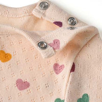 Shirt met lange mouwen, opengewerkte structuur en hartjespatroon, beige, maat 86, 1 stuk