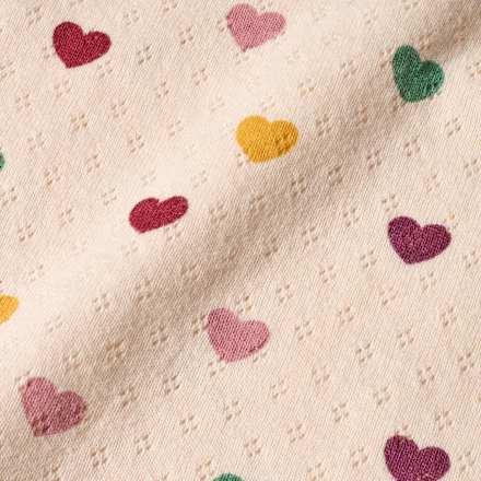 Shirt met lange mouwen, opengewerkte textuur en hartjespatroon, beige, maat 110, 1 stuk