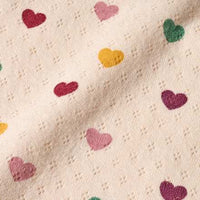 Shirt met lange mouwen, opengewerkte textuur en hartjespatroon, beige, maat 110, 1 stuk