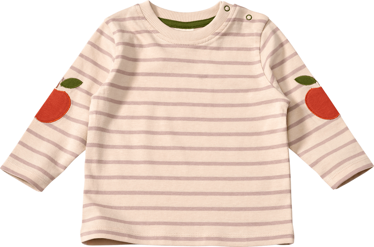 Langarmshirt mit Apfel-Applikation, beige, Gr. 86, 1 St