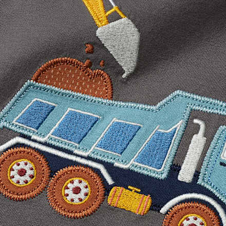 Langarmshirt mit Bagger-Applikation, grau, Gr. 104, 1 St