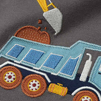 Langarmshirt mit Bagger-Applikation, grau, Gr. 104, 1 St