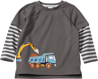 Langarmshirt mit Bagger-Applikation, grau, Gr. 104, 1 St