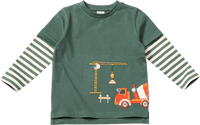 Langarmshirt mit Baustellen-Motiv, grün, Gr. 104, 1 St