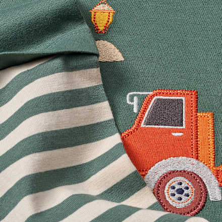 Langarmshirt mit Baustellen-Motiv, grün, Gr. 98, 1 St