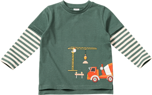 Langarmshirt mit Baustellen-Motiv, grün, Gr. 98, 1 St