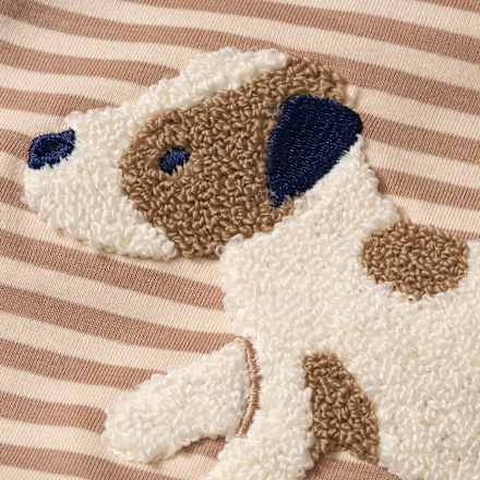 Langarmshirt mit Bouclé-Hund-Applikation, braun, Gr. 86, 1 St
