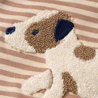 Langarmshirt mit Bouclé-Hund-Applikation, braun, Gr. 86, 1 St
