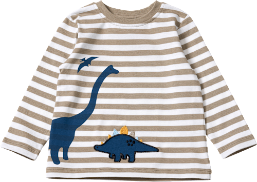 Shirt met lange mouwen en dinosaurussenpatroon, bruin, maat 104, 1 stuk