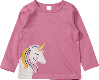Shirt met lange mouwen en eenhoornapplicatie, roze, maat 104, 1 stuk