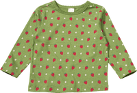 Langarmshirt mit Erdbeer-Muster, grün, Gr. 104, 1 St