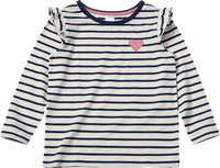 Shirt met lange mouwen en hartjesapplicatie, blauw en wit, maat 116, 1 stuk