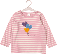 Shirt met lange mouwen en hartjesapplicatie, roze, maat 104, 1 stuk