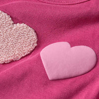 Langarmshirt mit Herz-Applikation & Ripp-Struktur, rosa + beige, Gr. 110, 1 St