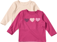 Langarmshirt mit Herz-Applikation & Ripp-Struktur, rosa + beige, Gr. 110, 1 St