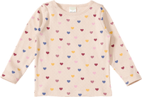 Langarmshirt mit Herz-Muster & Ajour-Struktur, beige, Gr. 110, 1 St