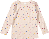 Langarmshirt mit Herz-Muster & Ajour-Struktur, beige, Gr. 140, 1 St