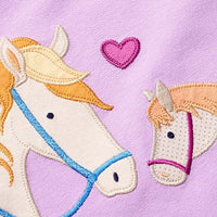 Shirt met lange mouwen en paardenapplicatie, paars, maat 98 104, 1 stuk