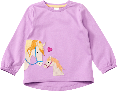 Shirt met lange mouwen en paardenapplicatie, paars, maat 98 104, 1 stuk