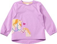Shirt met lange mouwen en paardenapplicatie, paars, maat 98 104, 1 stuk