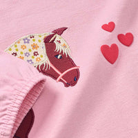 Langarmshirt mit Pferde-Applikation, rosa, Gr. 110, 1 St