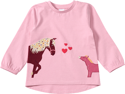 Langarmshirt mit Pferde-Applikation, rosa, Gr. 110, 1 St
