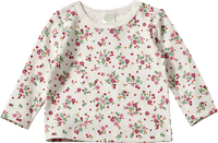 Langarmshirt mit Ripp-Struktur & Blumen-Muster, weiß, Gr. 116, 1 St
