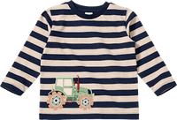 Langarmshirt mit Traktor-Applikation, blau & beige, Gr. 104, 1 St