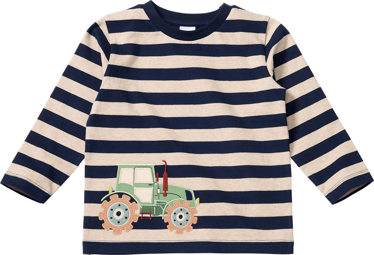 ALANA Langarmshirt mit Traktor-Applikation, blau & beige, Gr. 110, 1 St