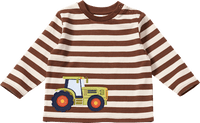 Langarmshirt mit Traktor-Applikation, braun & beige, Gr. 86, 1 St