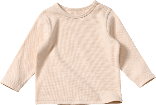 Langarmshirt mit Waffel-Struktur, beige, Gr. 104, 1 St