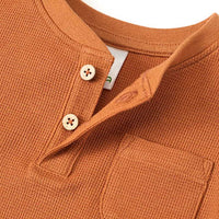 Shirt met lange mouwen en wafelstructuur, bruin, maat 110, 1 stuk