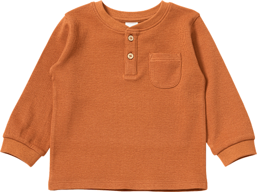 Shirt met lange mouwen en wafelstructuur, bruin, maat 110, 1 stuk