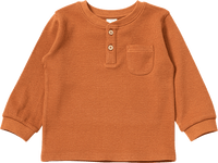 Shirt met lange mouwen en wafelstructuur, bruin, maat 110, 1 stuk
