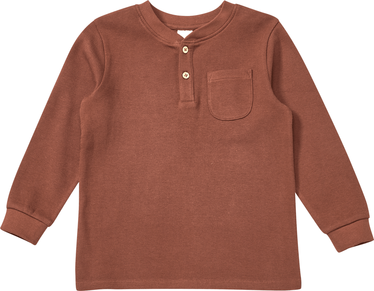 Langarmshirt mit Waffel-Struktur, braun, Gr. 116, 1 St