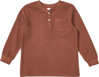 Langarmshirt mit Waffel-Struktur, braun, Gr. 116, 1 St