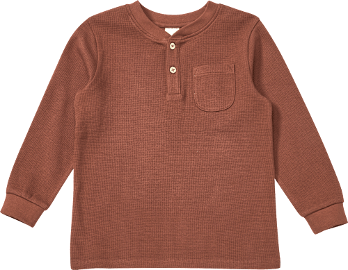 Langarmshirt mit Waffel-Struktur, braun, Gr. 128, 1 St