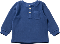 ALANA Langarmshirt mit Waffel-Struktur & Knopfleiste, blau, Gr. 104, 1 St