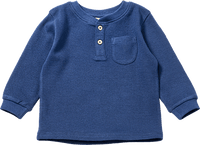 Langarmshirt mit Waffel-Struktur & Knopfleiste, blau, Gr. 110, 1 St