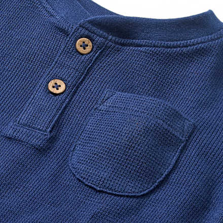 Langarmshirt mit Waffel-Struktur & Knopfleiste, blau, Gr. 92, 1 St