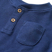 Langarmshirt mit Waffel-Struktur & Knopfleiste, blau, Gr. 92, 1 St
