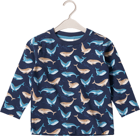 Langarmshirt Pro Climate mit Wal-Muster, blau, Gr. 128, 1 St ALANA