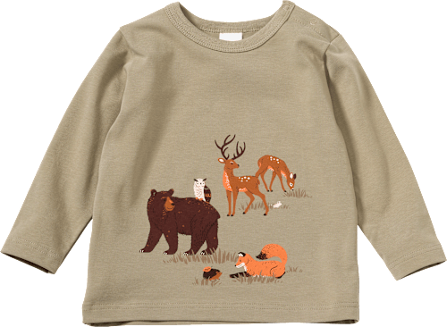 Pro Climate shirt met lange mouwen en bosdierenmotief, bruin, maat 86, 1 stuk