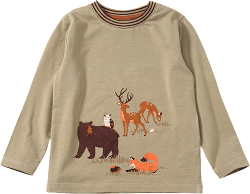 Langarmshirt Pro Climate mit Waldtier-Motiv, braun, Gr. 98, 1 St